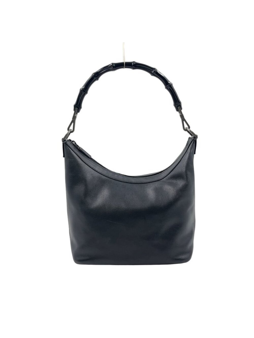 Gucci Bamboo Handle Leather Black Shoulder Bag Silver